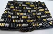 Walborg Handmade Evening Bag Black Beaded Clutch Purse Evening wear Hong Kong