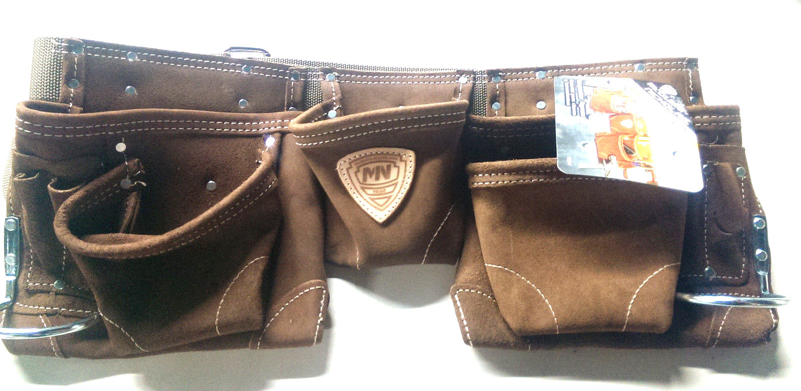 McGuire Nicholas 11 Pocket Handyman Apron in Brown Suede Leather