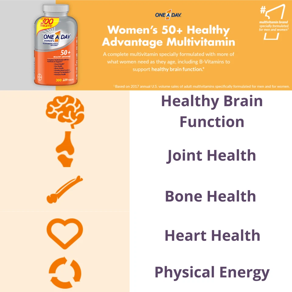 Bayer One A Day Mujer 50+ Suplemento Multivitamínico y Multimineral 300 Comprimidos Foto 4 de 4