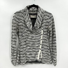 ANTHROPOLOGIE Saturday Sunday Gray Knit Asymmetrical Ruched Sleeve Sweater Small