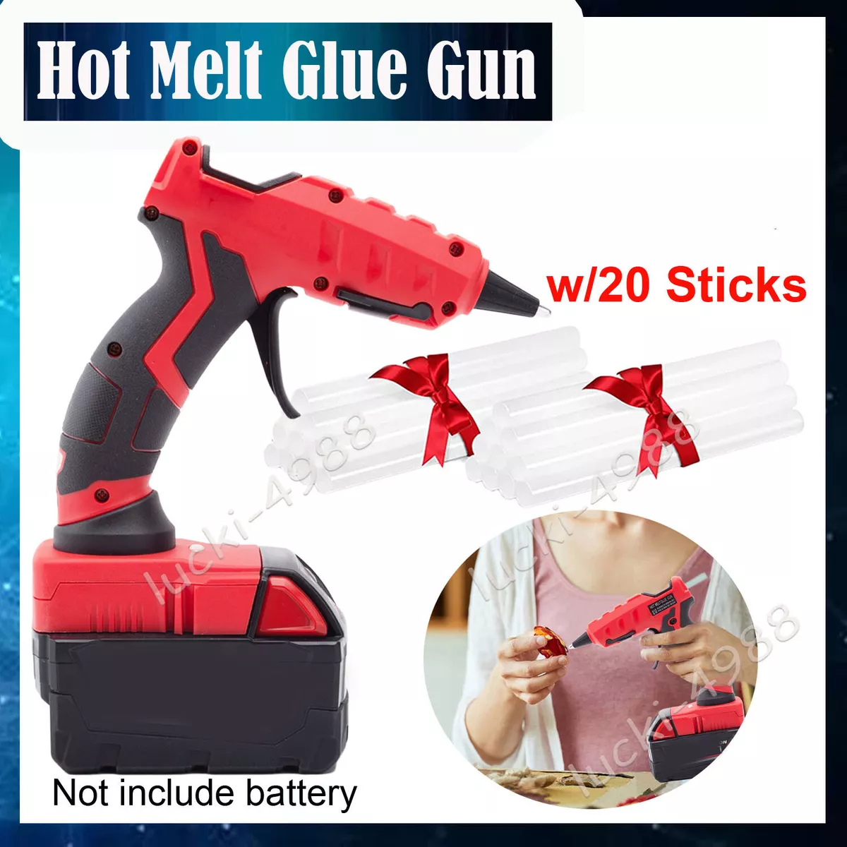 Hot Melt Glue Gun Cordless Heat Gun For Milwaukee 18v Series Battery W/ Sticks