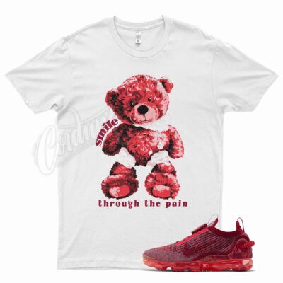 White SMILE T Shirt for N Air Vapormax Flyknit 2020 Team Gym Red Crimson