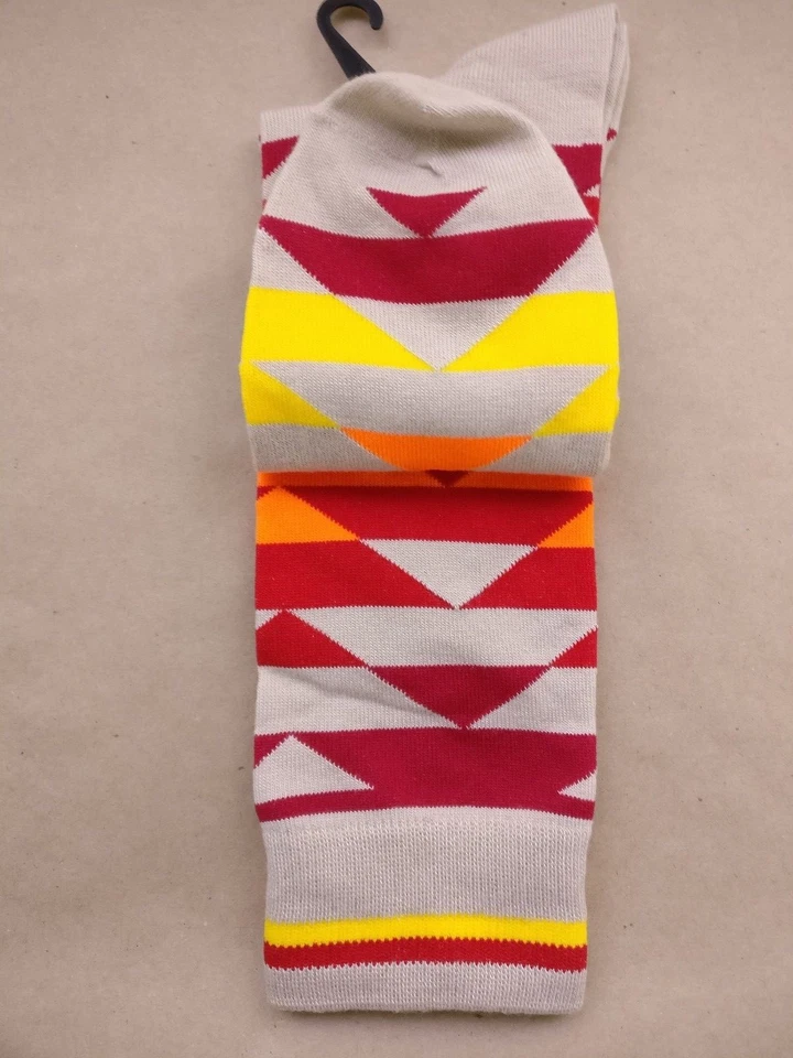 Para hombres George Moda Crew Vestido Calcetines Azteca Rojo/Amarillo/Naranja 1 Par Talla 6-12 Foto 3 de 3