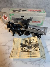 1991 Ertl 1900s Style Texaco Horse and Tanker Die Cast Metal Coin Bank NIB