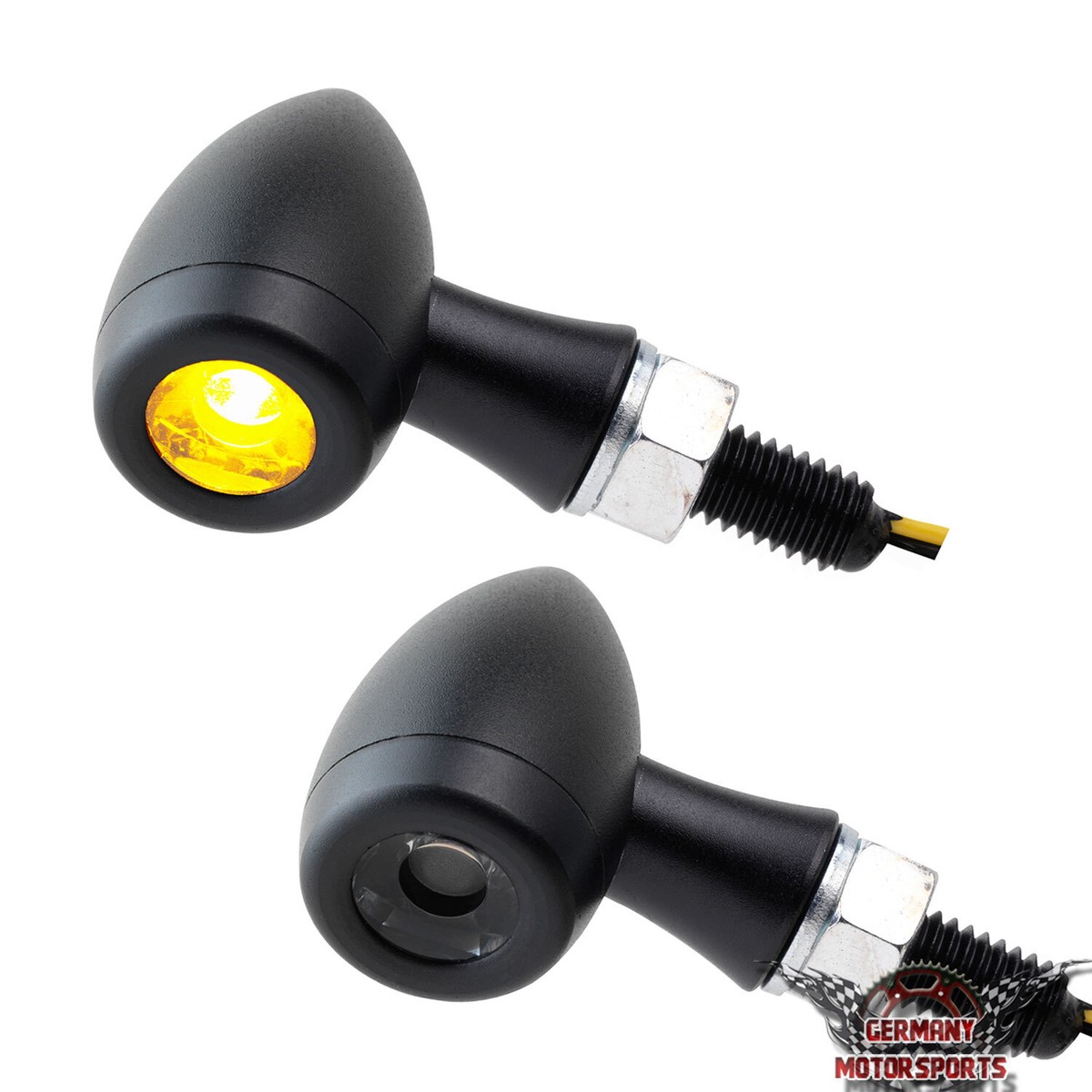 LED Mini Micro Motorrad Blinker Sliver Vinci Schwarz Smoke Getönt Vorn