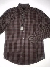 Hugo Boss T-Scot Mens Tailored Cotton Dark Red Dress Shirt Size S NWT $245