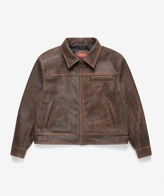 Mutimer Brown aged heavy wash leather jacket | eBay UK