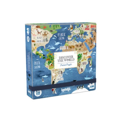 Londji Discover the World Pocket Puzzle - Pocket Puzzle Spiel 100 Teile
