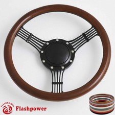 14 Banjo Billet Steering Wheel Wood Half Wrap Wrangler Gmc Cherokee Jeep Whorn