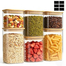 Glass Storage Containers With Lids 6-Pack 0.7qt/1.2qt/1.6qt , Glass Pantry S...