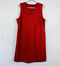 Lands End Dress 20 Red Embellished Sleeveless Ponte Knit