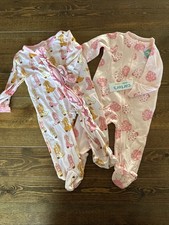 Girls 3-6 Month Footed Sleeper Lot Of 2 Light Weight