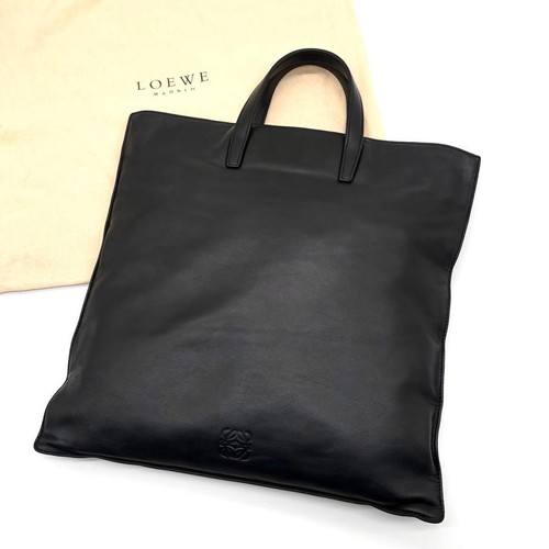 LOEWE Anagram Nappa Leather Black Tote Handbag Vintage Authentic Women's Bag