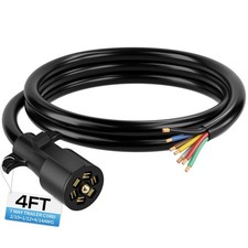 Deluwire 4 FT 7 Pin Trailer Plug Heavy Duty Trailer Wiring Harness 7 Way