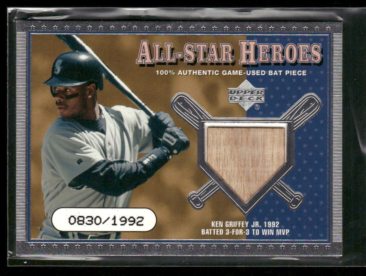 2001 Upper Deck Baseball Ken Griffey Jr. All Star Heroes Bat Relic /1992