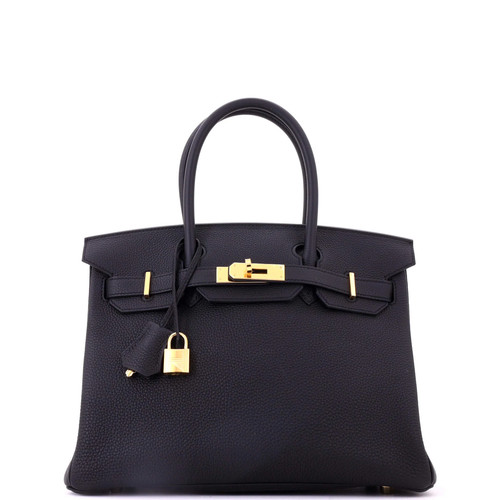 Hermes Birkin Handbag Black Togo with Gold Hardware 30