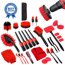 Mianyingr 32pcs Red Car Detailing Kit Brush Set Cleaning With Drill... Mianyingr 32pcs Red Car Detailing Kit Brush Set Cleaning With Drill...
