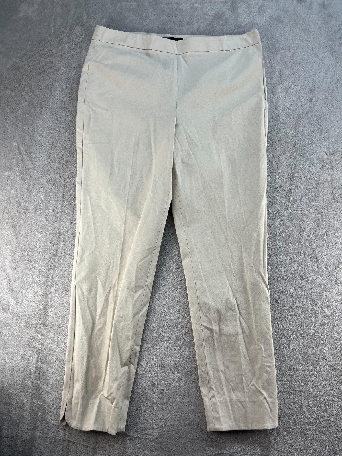 Talbots Chatham Ankle Pants Womens 8 Beige Straight Leg Mid Rise Stretch Casual