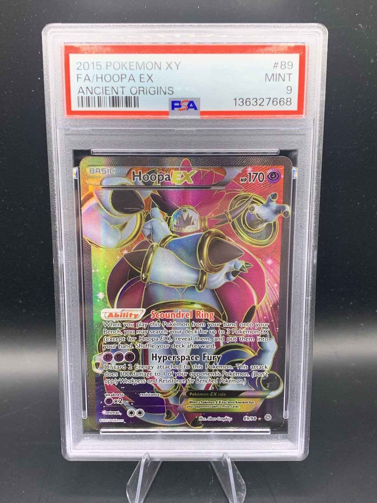 2015 POKEMON XY ANCIENT ORIGINS #89 FULL ART/HOOPA EX PSA 9