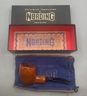 OUTSTANDING VINTAGE SIGNED NORDING HAND MADE IN DENMARK HAND CARVED BRIAR PIPE