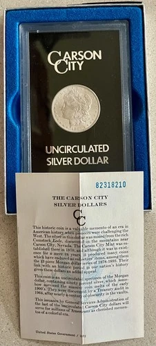 1882-CC GSA Morgan Silver Dollar ~ Uncirculated BU+ Carson City Box & COA