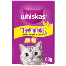 Image of 6 x 60g Whiskas Temptations Dual-Textured Cat Treats with Chicken & Cheese