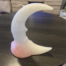 VTG Moon Molded Wax Candle Man In The Moon Celestial Sleeping Face Cloud