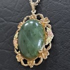 Vintage Jade Nephrite GF Signed LSP CO Necklace and Pendant Gold Tone — photo 4