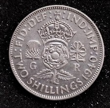 1940 United Kingdom Great Britain GEORGE VI Silver Florin 2 Shillings Coin
