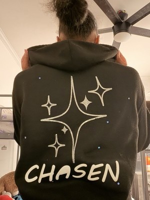 Chasen Full Zip Black Hoodie Thoughts Run Deep Logo Stars Women's