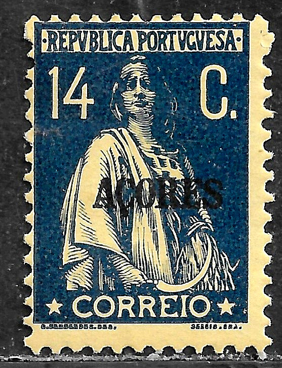 HICK GIRL-  MINT PORTUGAL-AZORES STAMP   SC#185  1920  CERES ISSUE    H394