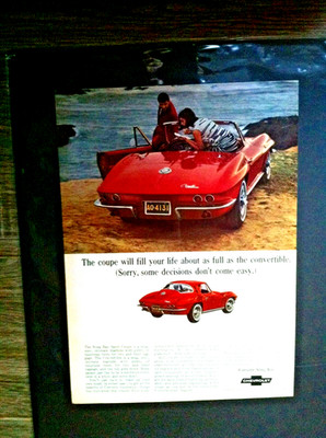 *Ready to Display*print 1965 Chevrolet Corvette Convertible *Original* car ad c