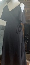 ann taylor black cold shoulder belted v -neck midi dress size 8 NWT