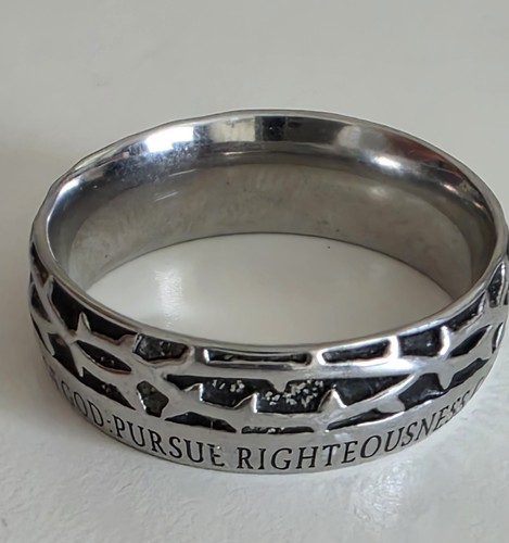 Ring Man of God 1 Timothy 6:11 Mens Crown of Thorns Stainless Steel - Picture 9 of 11