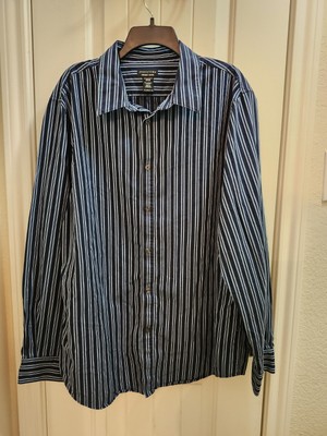 Structure Striped Blue Mens 2XL Long Sleeve Button Shirt