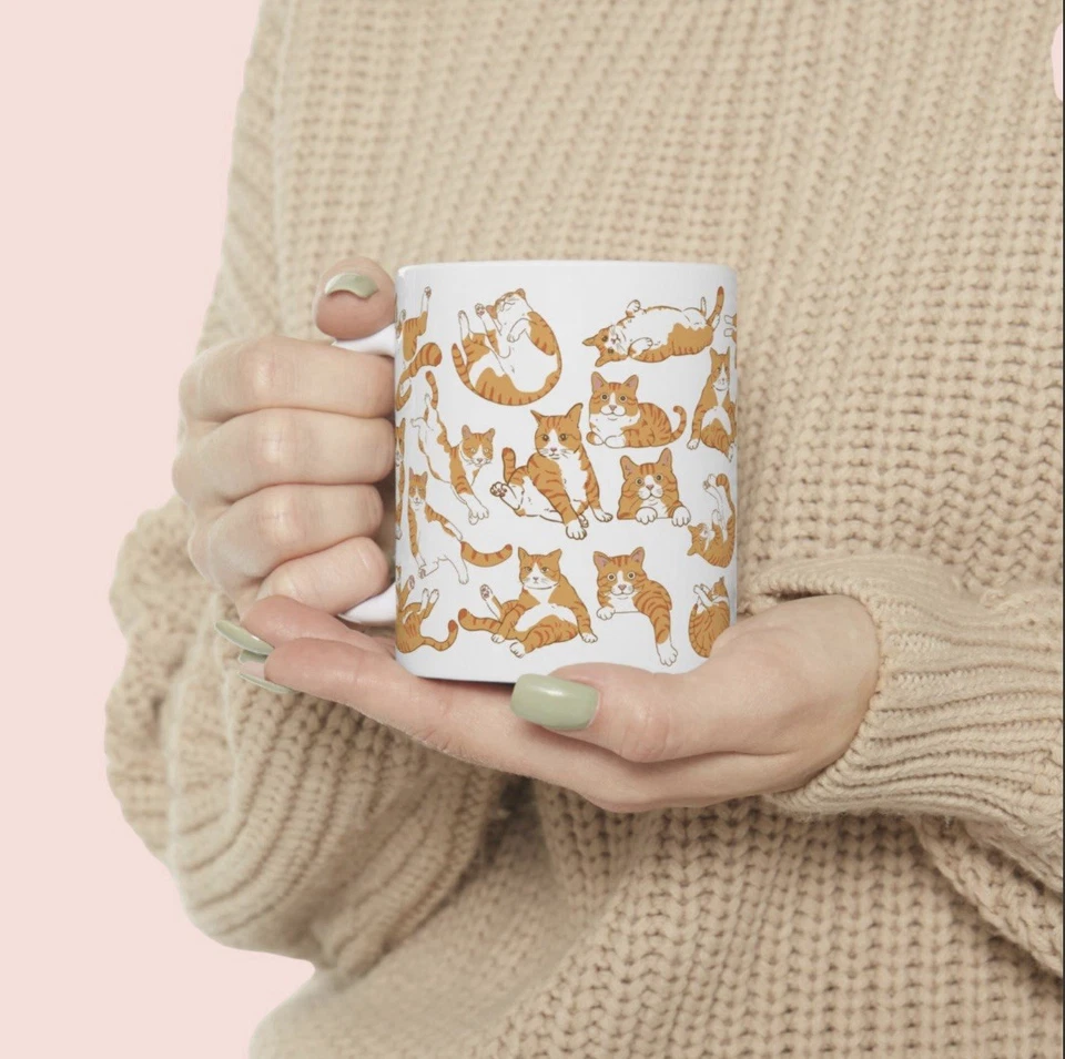 Funny Orange Cat Mug -11 & 15oz Cat Coffee Mug Orange Tabby Cat Lover Gift Ideas - Image 2 of 4