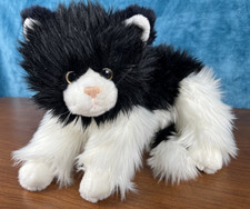 TY Classic KITTLES 2007 12" Stuffed Plush Black White Kitty Cat Long Fur Rare