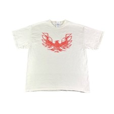White T Shirt Red Firebird Graphic Print Adult Large Casual Crew Neck