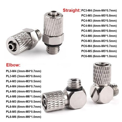 M3-M6 Male Threaded Straight/Elbow Pneumatic Push In Fitting Pipe Tube Connector