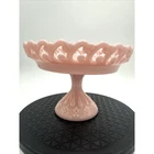 Stunning Vintage Fenton Pastel Pink Milk Glass Reverse Compote Pedestal Bowl