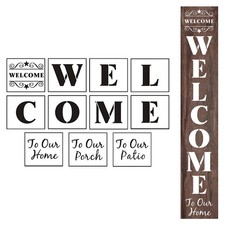Welcome Stencils for Painting on Wood - 11 Pack Large Vertical Welcome Sign S...