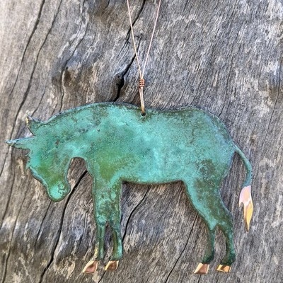 DONKEY MULE Copper Verdigris Christmas Ornament Handcrafted AZ Arizona Southwest