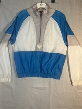 Vintage 90s Nike Gray Tag Blue White Windbreaker Jacket Size Medium