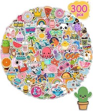 300 Pcs Stickers for Kids, Cute Water Bottle Vinyl Waterproof Laptop Multi
