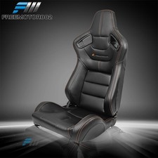Adjust Universal Racing Seat Right Orange Stitch Pu Carbon Leather Dual Slider