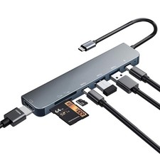 Grey 7 in 1 USB C Hub Multiport Adapter with 4K HDMI 100W PD Power Delivery