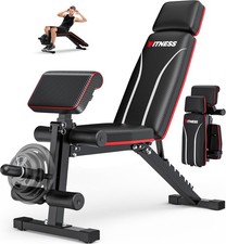Foldable Workout Bench with Leg Extension Adjustable Weight Bench