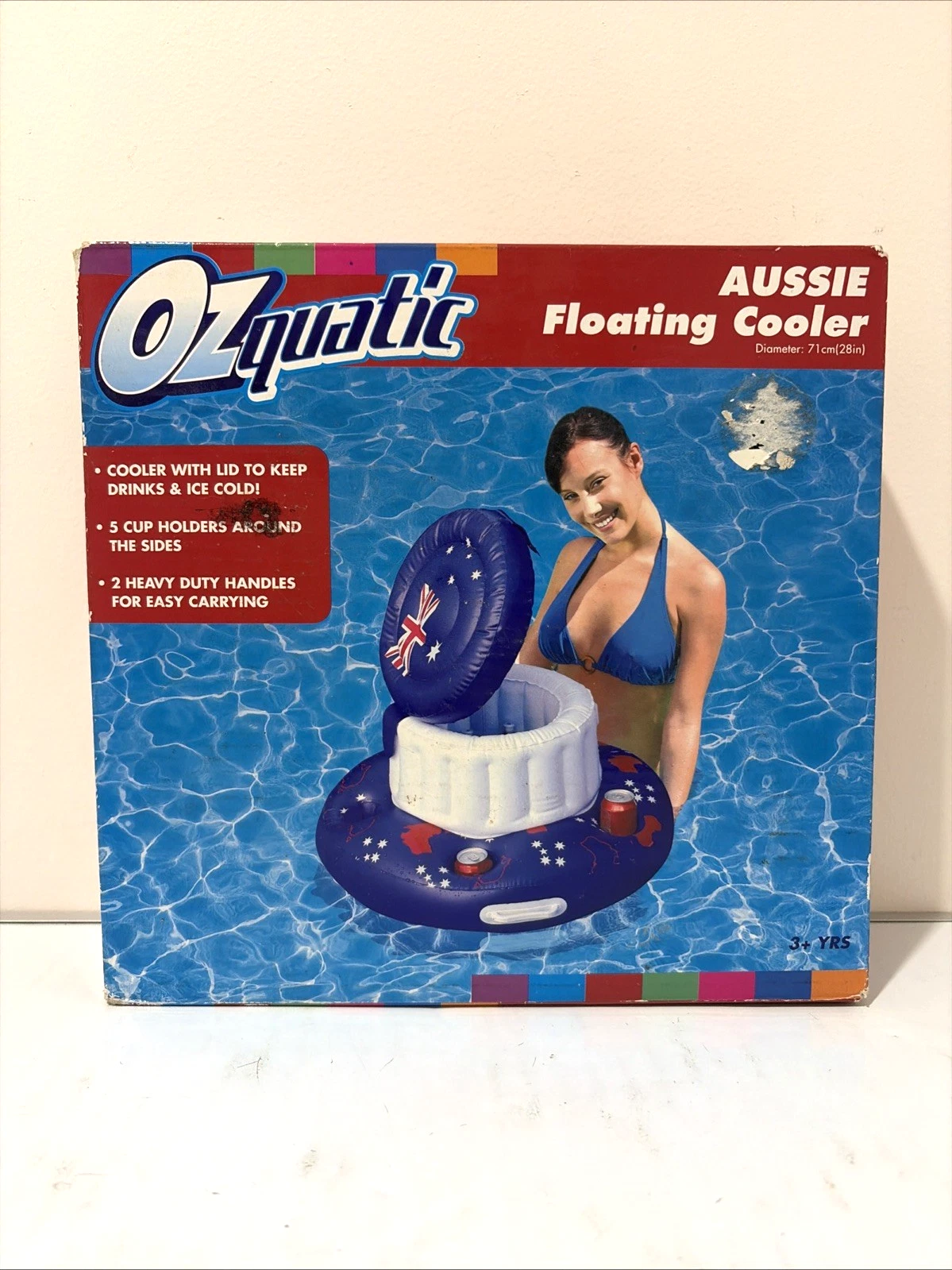 OZquatic AUSSIE Floating Drink Cooler With Lid 28" 71cm 5 Cup Holders 2 Handles
