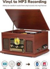 Bluetooth Record Player 10 in 1, 3-Speed Turntable for Vinyl with Speakers, LP t