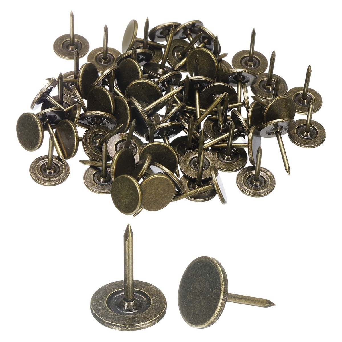 Uxcell 20-Pack Upholstery Nails - 19mm Head, 31mm Length, Bronze Tone Thumb Tacks For Furniture
